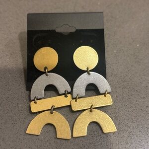 Madewell gold and silver geometric art deco earrings